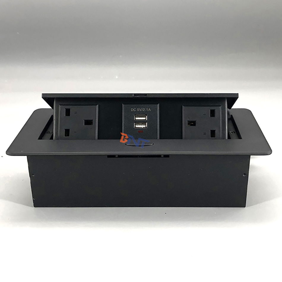 British power pop up from table hidden desktop power outlet with usb