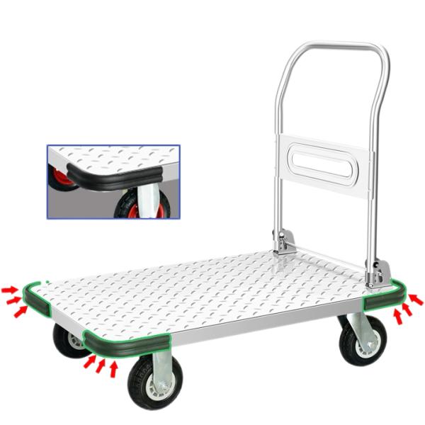 Platform Steel Trolley Folding Flat Warehouse Moving Cart Folding Weight Capacity Folding Dolly Luggage Trolley Flatbed