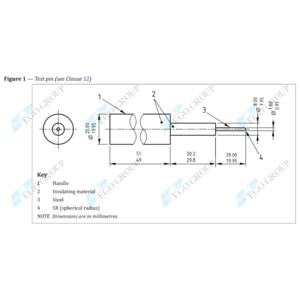 Test Pin with Diameter 1mm as Per BS1363-1 Figure 1 for Plug Socket Test
