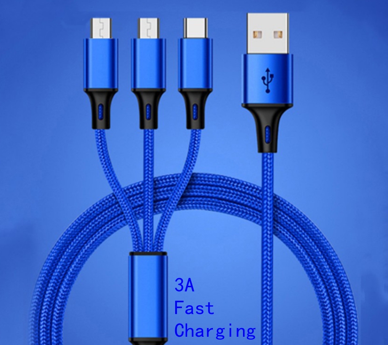 Fast Charging CE 3 in 1 USB Data Cable For Android Phone 120cm