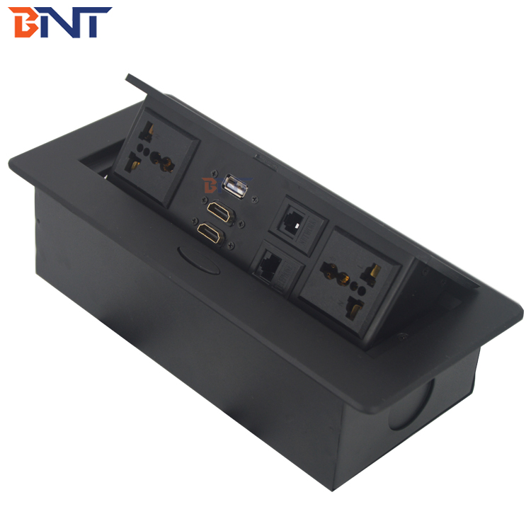 Office table mounted round corner multimedia table top socket box