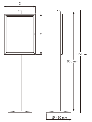 ODM Single Leg 1920mm Lockable Poster Case With Key