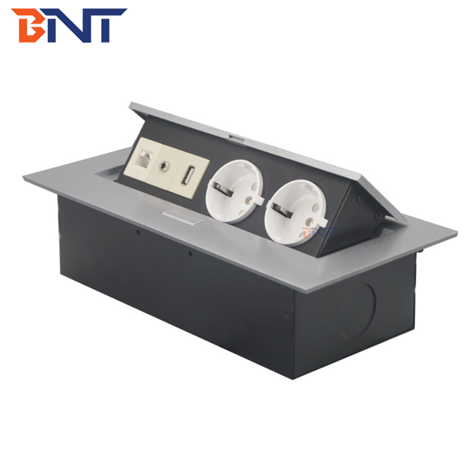 built in table design with EU standard power plug desk pop up power socket outlet