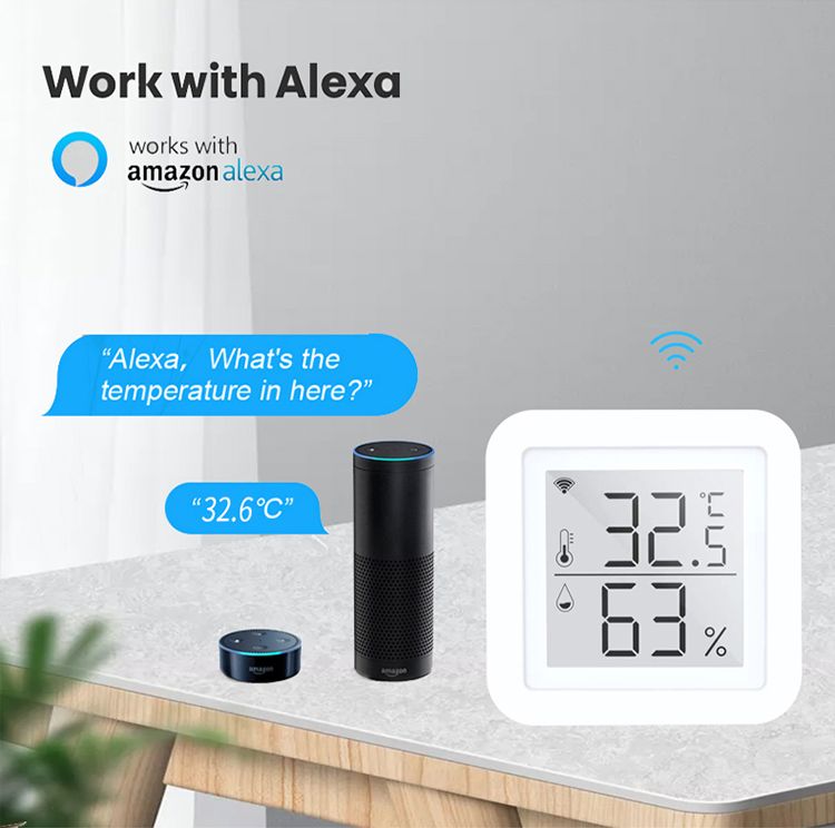 DC5V 1A Tuya Wifi Temperature And Humidity Sensor Smart Alarm Sensor