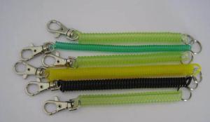 China Plastic Expandable Coil Key Holders Translucent Colors Thumb Hook and Small Split Ring on sale