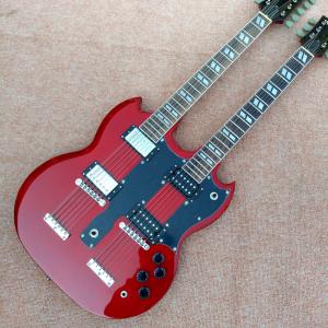 China Red EDS1275 Custom Shop double Neck Electric Guitar 6/12 strings Wholesale Musical Instruments on sale