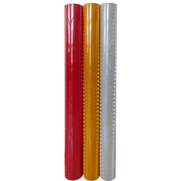 Quality Aluminized Red White Prismatic Reflective Sheeting Vinyl Film High Intensity for sale