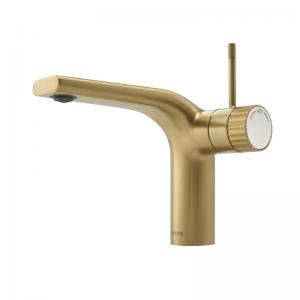 China Gold Brass Hot Cold Water Basin Faucets 156mm Height For Washroom on sale