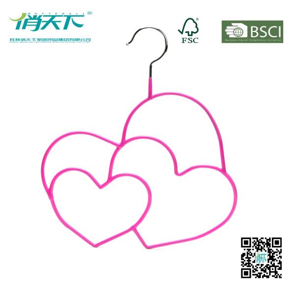 Quality Betterall Sweet Pink PVC Metal Hanger in Heart Shape for sale