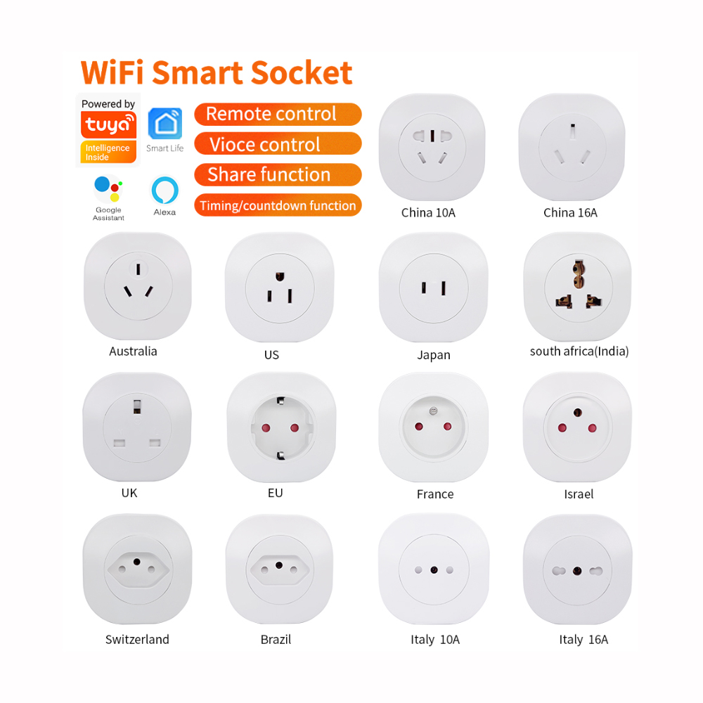 SDK NFC Wifi Smart Socket 16A Smart Plug Socket