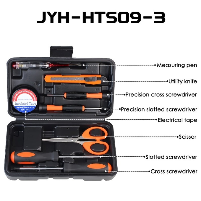 JYH-HTS09-05 9 In 1 Craftsman Household Tool Set with hard case