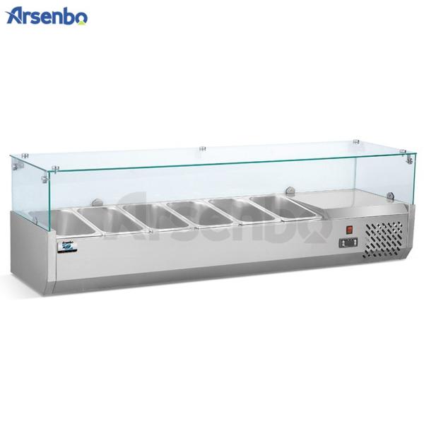 Quality No Fluorine Practical Pizza Prep Station , Silver Countertop Sandwich Display Fridge for sale
