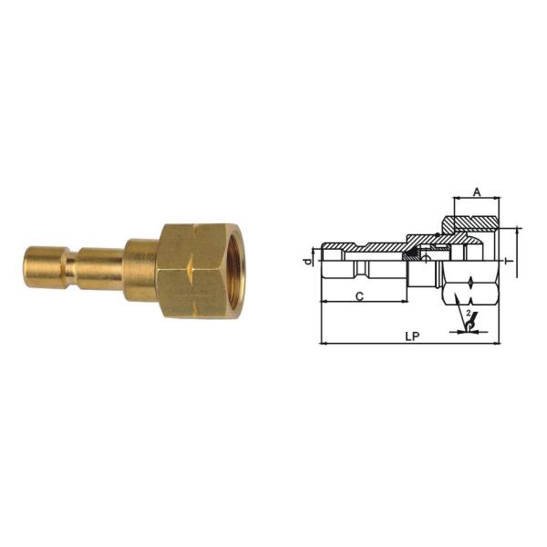 Korean Type Pneumatic Quick Release Coupling , LSQ-DD Nickle Plated Pneumatic Connectors