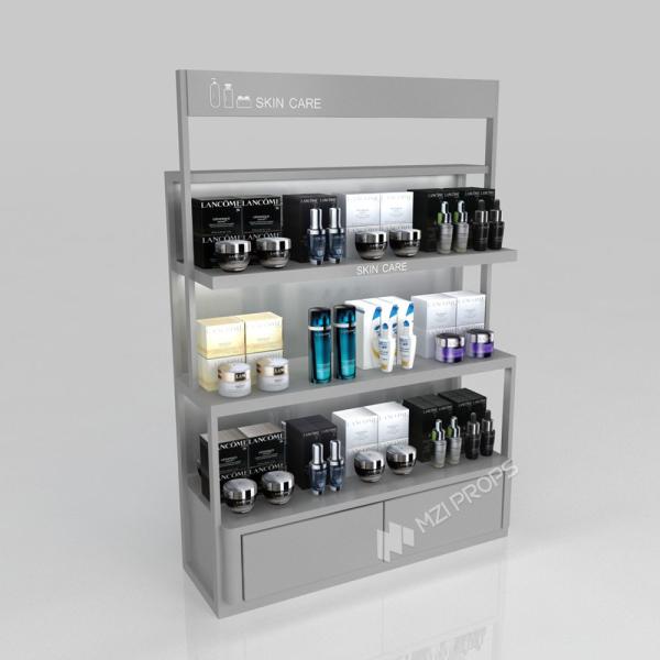 GDR03-CB-06 Side Cabinet End Bracket with Transparent Tempered Glass and Adjustable Shelves for Specialty Beauty Stores