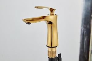 Buy cheap Luxurious Brass Golden Hotel Below Counter Basin Facucet product