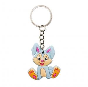 China Cartoon Custom PVC Keychain Farm Animal Rabbit Cute Rubber Key Chain on sale