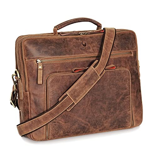 Laptop Bag San Francisco 17 Inch I Handcrafted Leather Shoulder Bag for Notebook I Briefcase for Office,