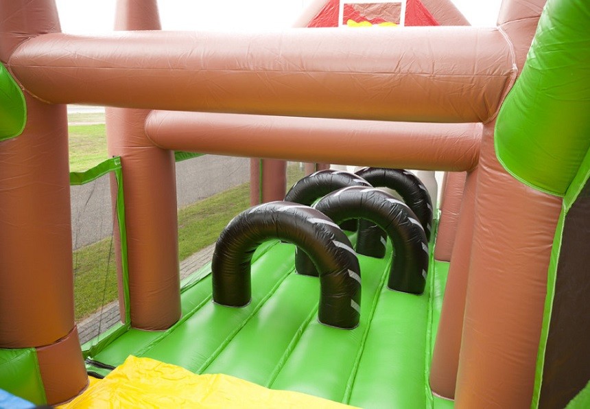 Cowboy Inflatable Obstacle Course Red Farm Bouncy Obstacle Course