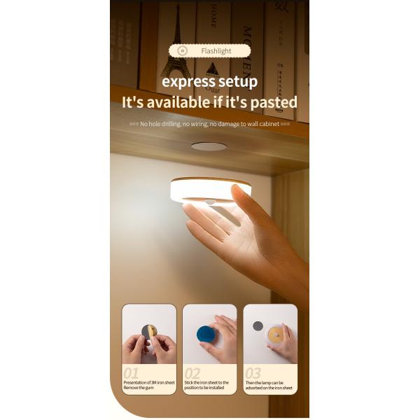 Bedside Motion Sensor LED Light 4100K Usb Charged Night Light