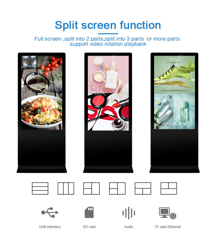 High Brightness Floor Standing LCD Advertising Display For Stadiums / Museums