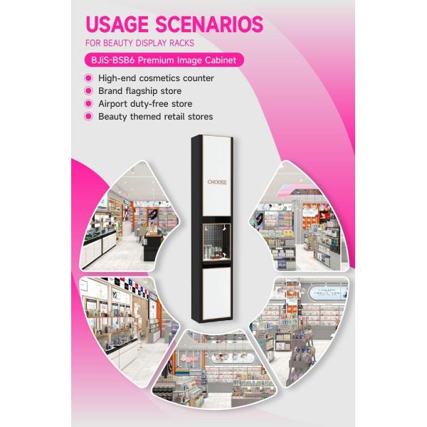 BJiS-BSB6 3mm Porcelain Letters Skincare Display Cabinet with Multiple Viewing Angles for Luxury Shops