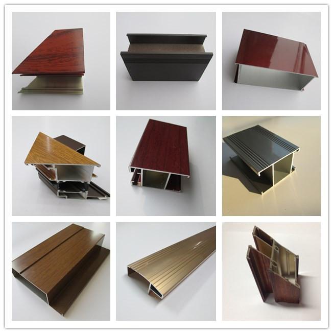 Champagne / Wood Color Window Frame Profile , Aluminium Window Profiles T5 State