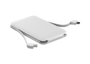 Mini Size 10000mAh High Capacity Portable Chargers Built In Cable Type C And Lightning Cable, White