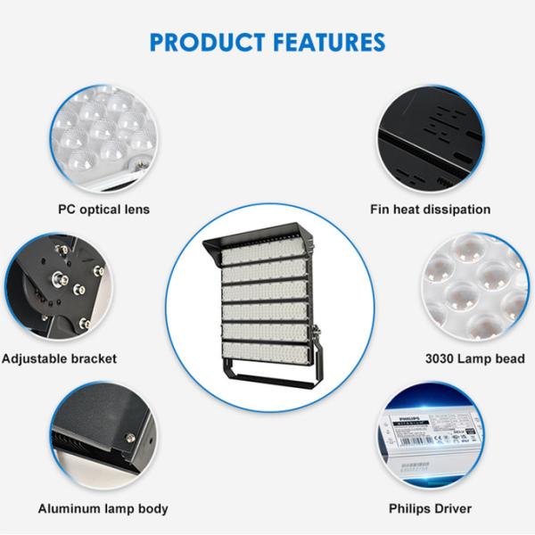 Custom 130lm/w 50000 Hours IP67 LED Stadium Lights for Arena Field with 3 Modules