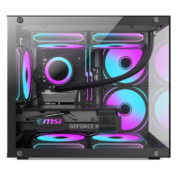 Panoramic Design Computer Case 0.35mm SPCC Steel 5 X 12cm Fans Glass Panels On The Left And Front For Gamers Home office Users And DIY Enthusiasts.