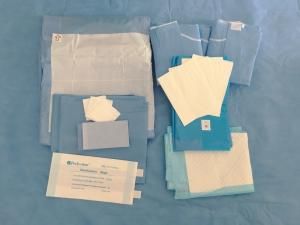 Standard disposable sterilized C-section pack with underpad