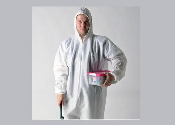 Quality Cool Disposable Protective Coverall Blood Penetration Resistance With Elastic Cuff for sale