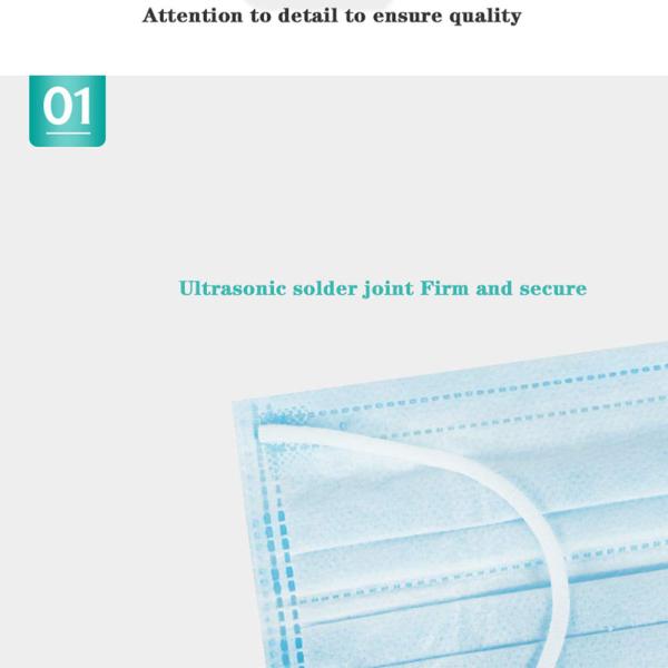 3 Ply Disposable Face Mask Nonwoven Body Protection Elastic Ear Loop Style