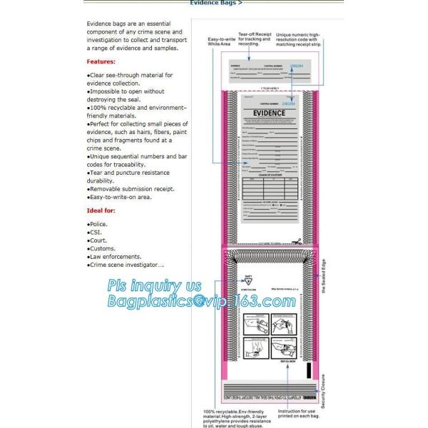 money locking security bag courier plastic bag, plastic self adhesive evidence bag/security bag, Temper-Evident Bags, De