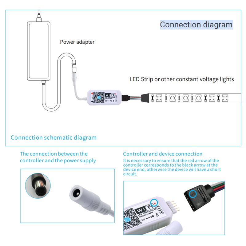 Voice Control LED Strip Wifi Controller For RGB Strip Light CE Certified