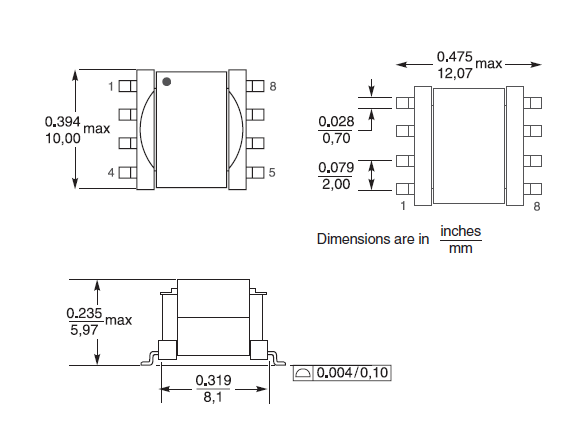 SA2304 DA2304-AL 6pin SMT Transformer Single Phase High Frequency Transformer