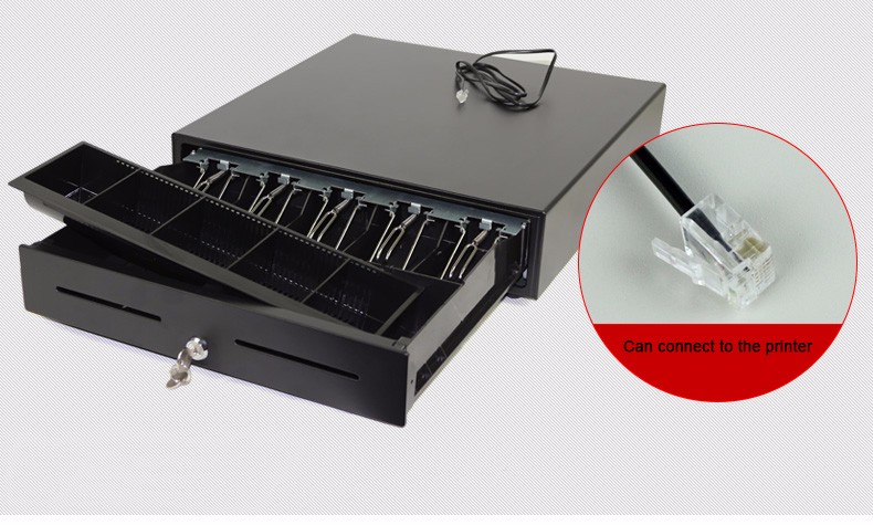 Metal cash box with bill and coin tray for POS cash register