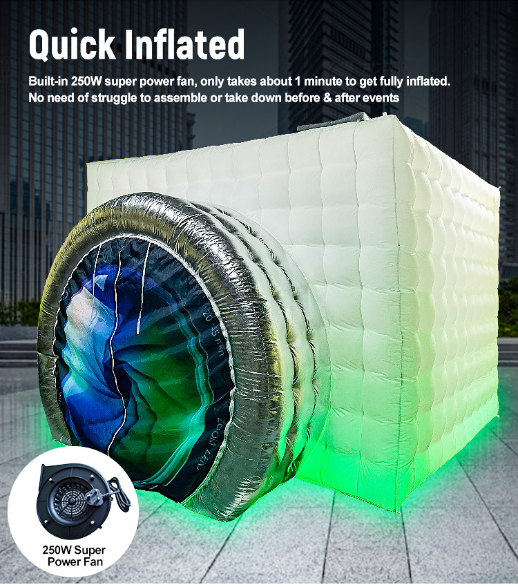 White Inflatable Photo Booth With Camera Customized Internal RGB Light