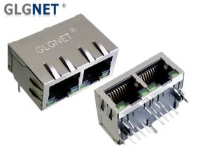 China 90 Right Angle Stacked Rj45 Lan Connector Tab Down 1 x 2 Ganged -40 To 85 ℃ on sale