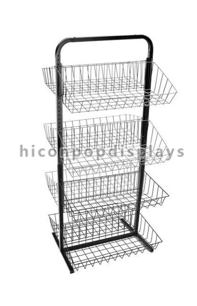 Quality Free Standing Metal Earring Display Stands With Wire Basket Holder for sale
