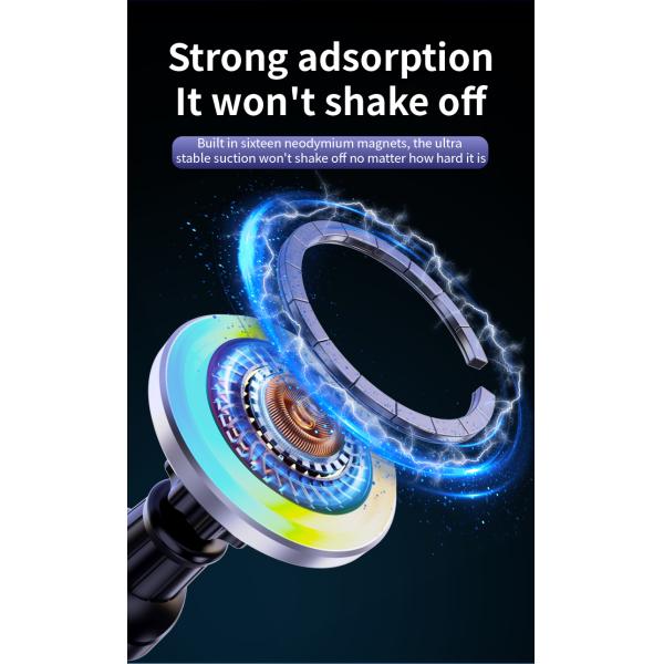 15W Convenient Car Wireless Charging Car Phone Mount With Ambient Light