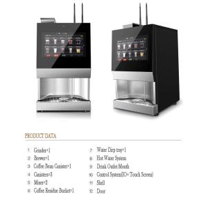 Display LCD Screen Silver Cappuccino Vending Machine 57 Kg Debit Card Payment