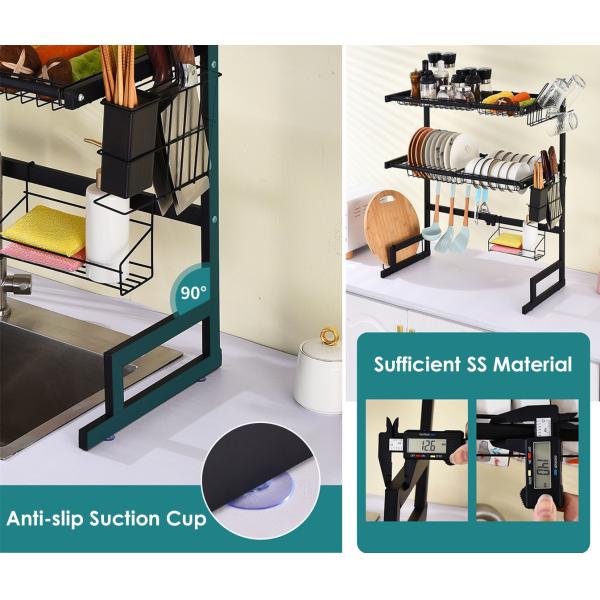 2 Tiers Kitchen Adjustable Over Sink Dish Rack 1050x315x775mm Specification