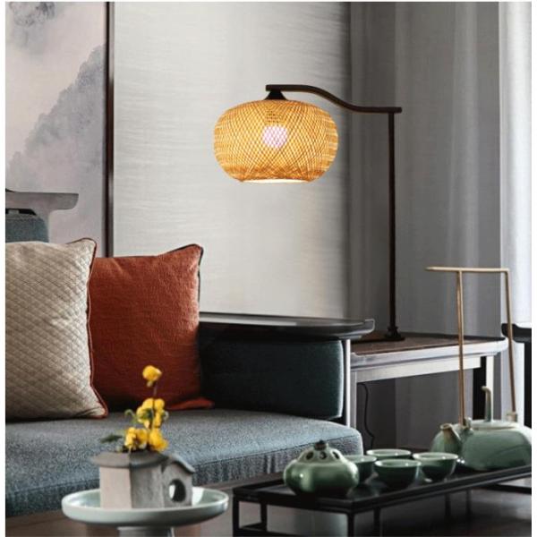 Modern natural bamboo table lamp and lampshade for home decor