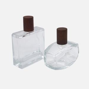 China glass perfume spray 50ml 100ml perfume bottles with wooden caps on sale