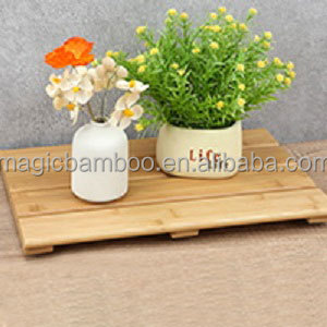 Striped Pattern Bamboo Wood Non Slip Shower Mat 39.88 X 26.17 X 3.05CM for Bathroom