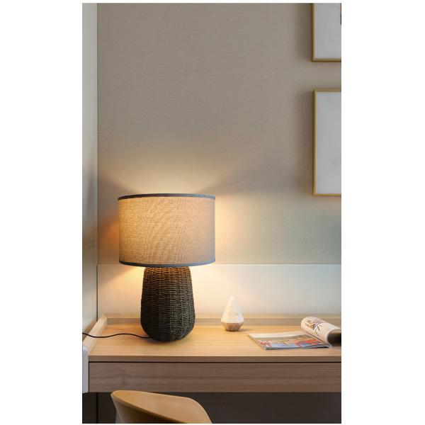 Sustainable Rattan Table Lamp , Durable Rattan Bedside Light Switch Control