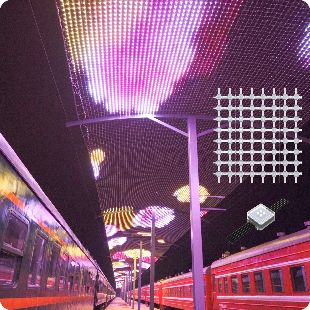 Commercial Buildings Transparent LED Mesh Screen Ip67 Foldable Display