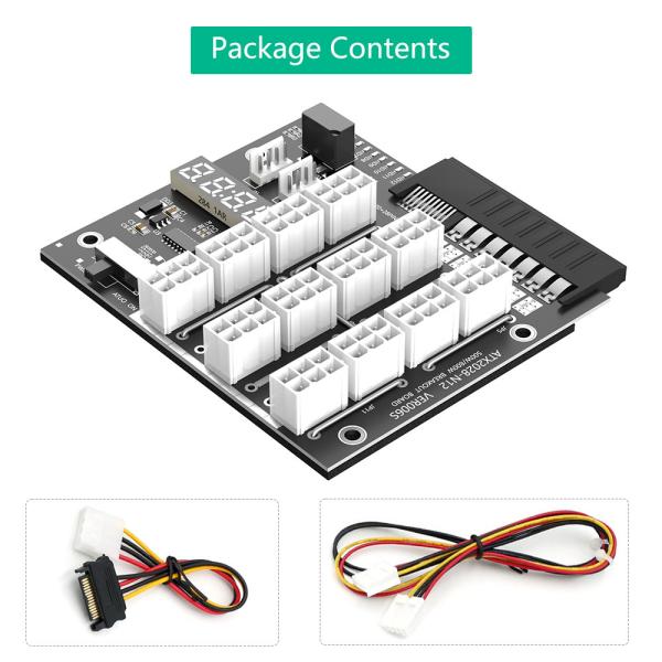 HP power adapter with 12 12V ATX6PIN power ports and 2 4PIN power ports, pressure regulator interface with voltage LED display and power switch