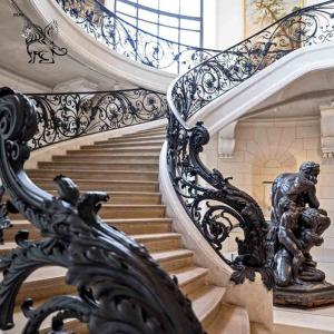 China Iron Stair Handrail Baluster Metal Outdoor Balcony Railing Designs Luxury Home Decor Villa French Decorative on sale