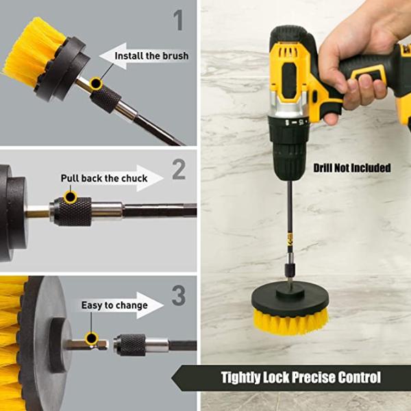 15pcs Power Drill Brush With Polishing Attachment 820g Home Cleaning